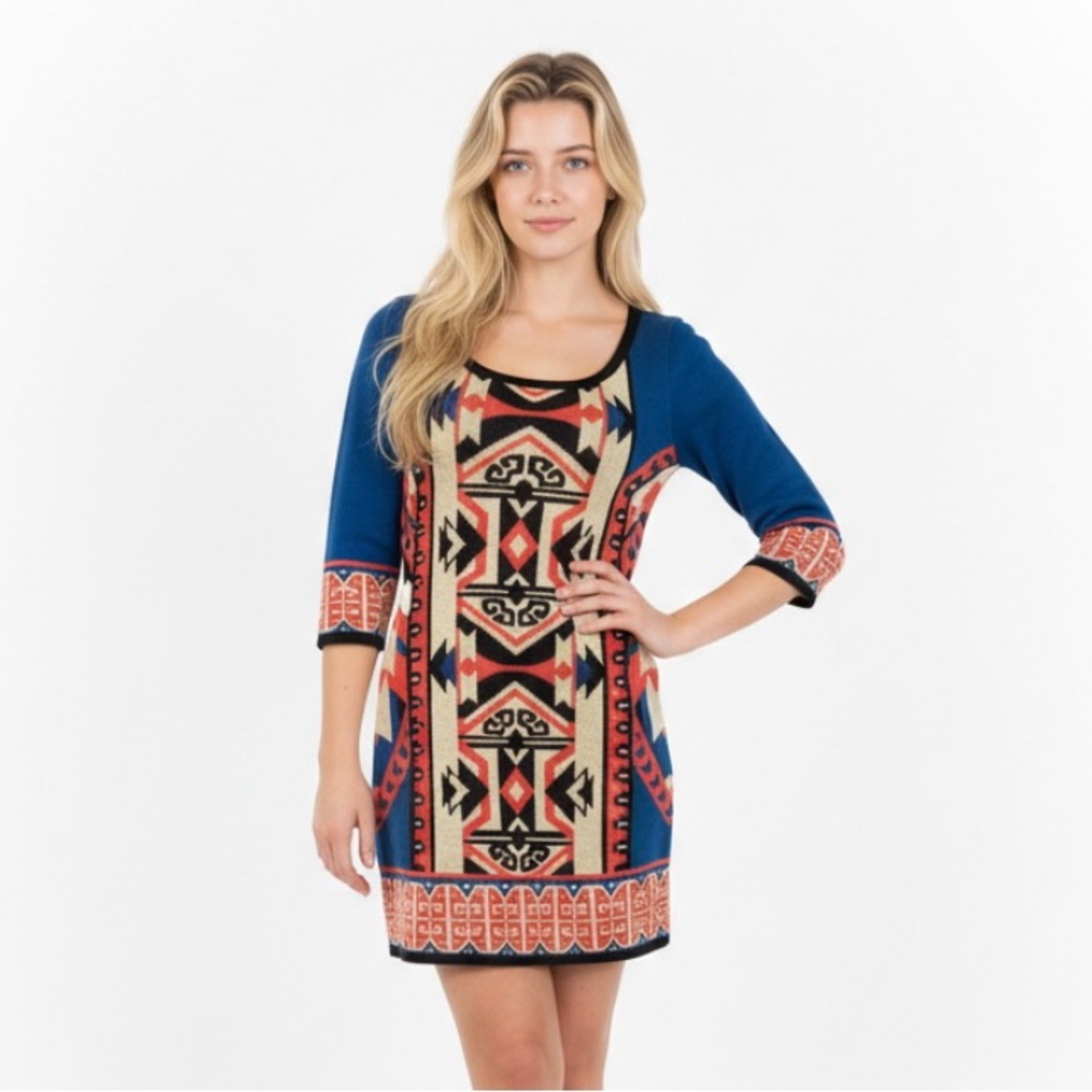 FLYING TOMATO Dress Knit Sweater Anthropologie Boho Aztec Tribal